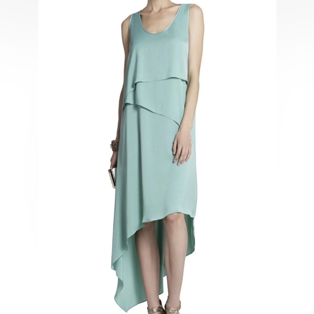 BCBGMaxAzria Teal Silk High Low Dress